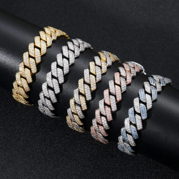 18MM 4 Row 925S & VVS Moissanite Prong Cuban Link Chain - Image 5