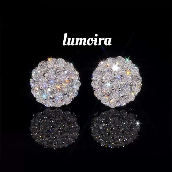 S925 Round Synthetic Moissanite Hip Hop Iced Out Halo Stud Earrings For Men Women Christmas Gift