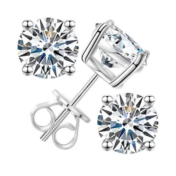 S925 7mm Round Moissanite Stud Earrings for Men Women, Hypoallergenic Lightweight  Silver Earrings
