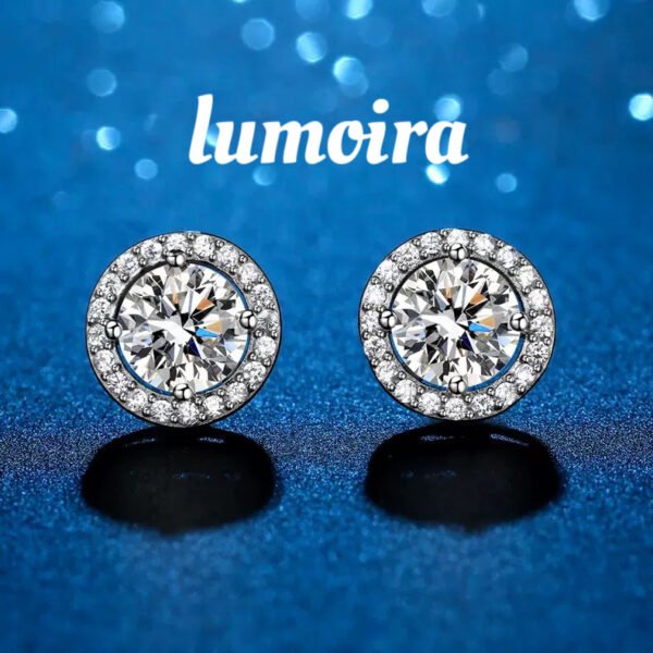 S925 HALO SYNTHETIC MOISSANITE STUD EARRING FOR MEN WOMEN GIFT - Image 3