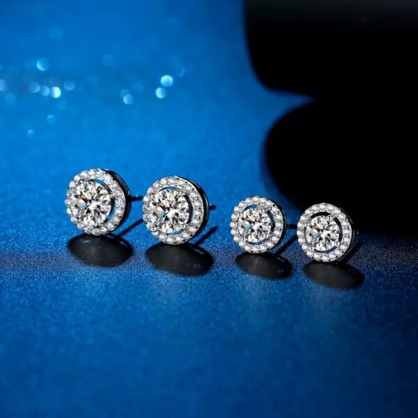 S925 HALO SYNTHETIC MOISSANITE STUD EARRING FOR MEN WOMEN GIFT - Image 4