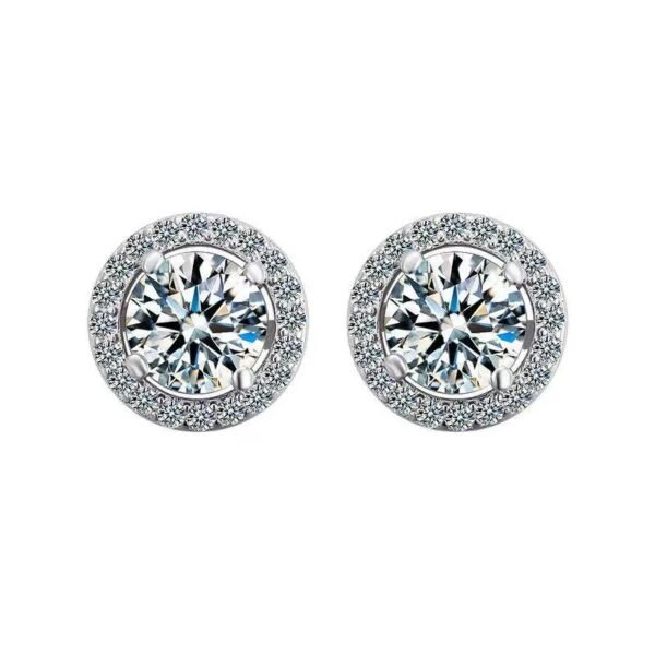 S925 HALO SYNTHETIC MOISSANITE STUD EARRING FOR MEN WOMEN GIFT