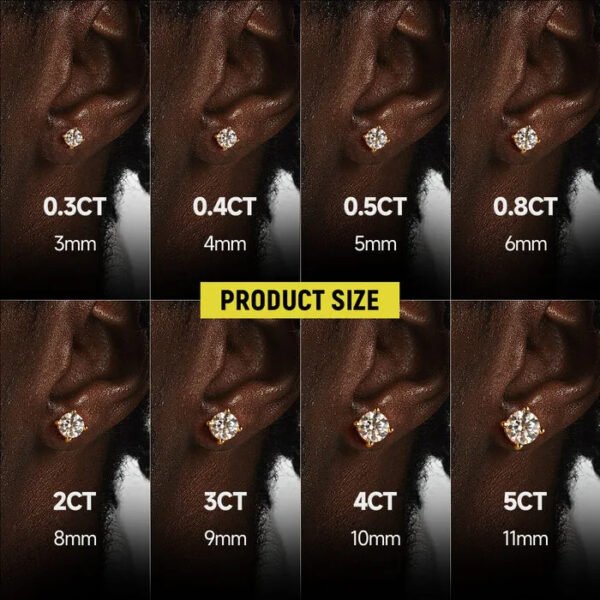 S925 7mm Round Moissanite Stud Earrings for Men Women, Hypoallergenic Lightweight  Silver Earrings - Image 10