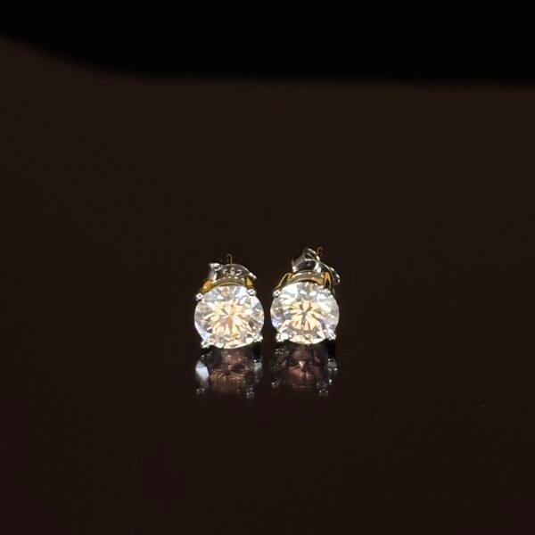 S925 7mm Round Moissanite Stud Earrings for Men Women, Hypoallergenic Lightweight  Silver Earrings - Image 6