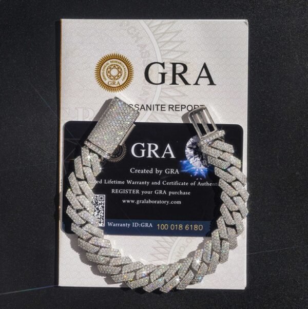 18MM 4 Row 925S & VVS Moissanite Prong Cuban Link Chain - Image 10