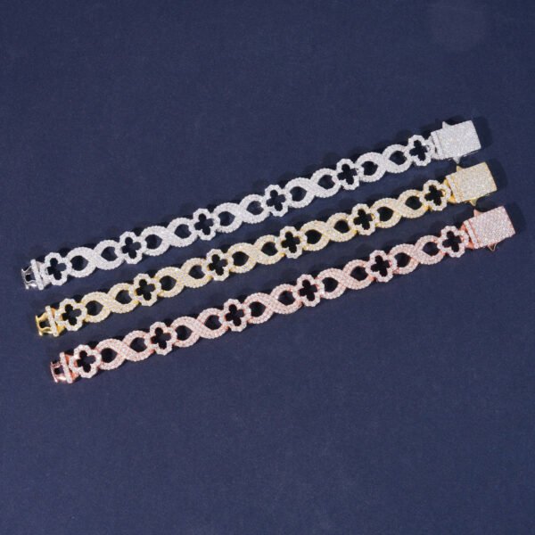 13mm Clover Cuban Chain S925 VVS Synthetic Moissanite Hip Hop Tennis Bracelet - Image 9