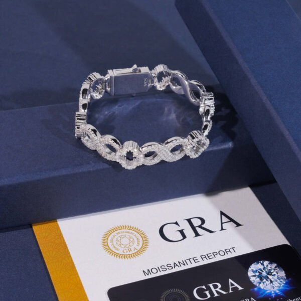 13mm Clover Cuban Chain S925 VVS Synthetic Moissanite Hip Hop Tennis Bracelet - Image 8