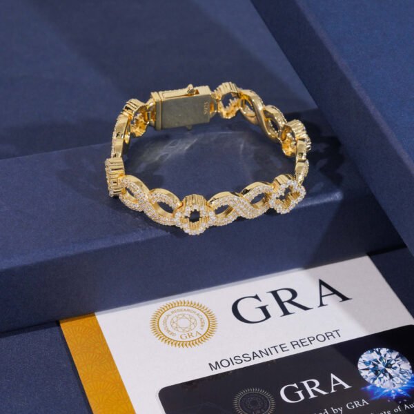 13mm Clover Cuban Chain S925 VVS Synthetic Moissanite Hip Hop Tennis Bracelet - Image 6