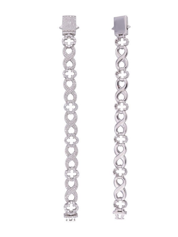 13mm Clover Cuban Chain S925 VVS Synthetic Moissanite Hip Hop Tennis Bracelet - Image 2