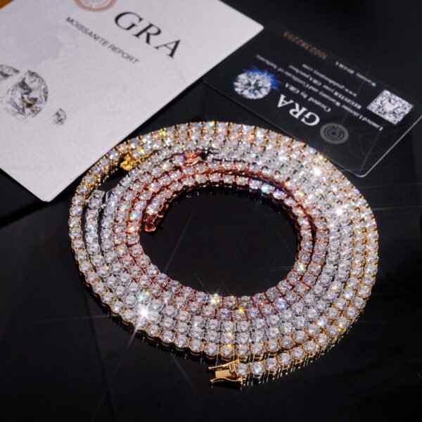 925s & VVS MOISSANITE TENNIS CHAIN WHITE GOLD - Image 6